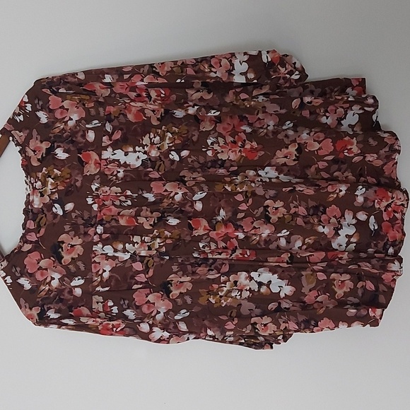 Torrid Rayon Twill Peasant Blouse Brown/Floral  Size 3X - Picture 5 of 9